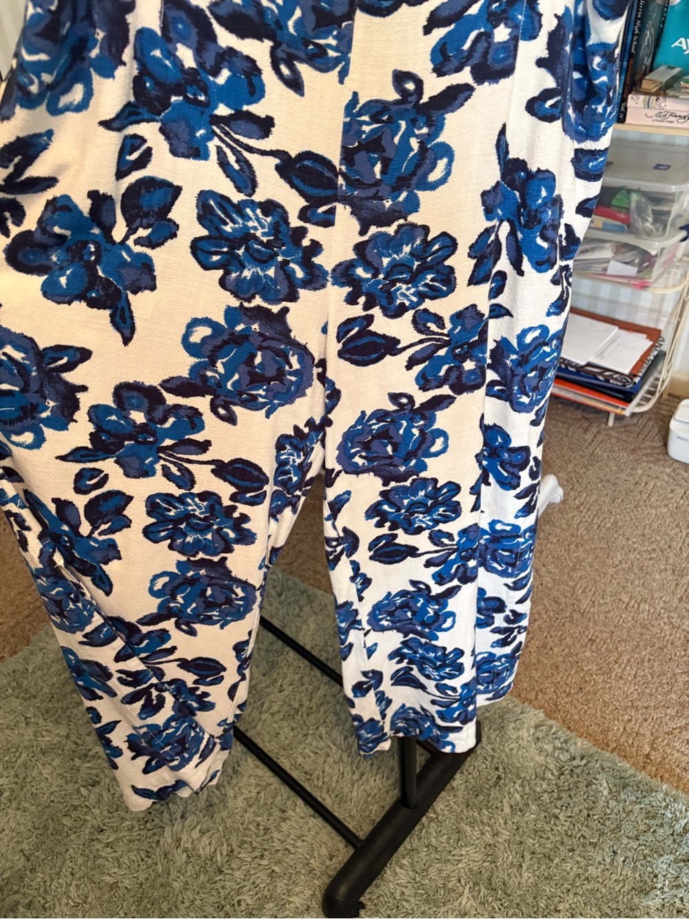 Blue Floral Wide-Leg Pants - Picture 5 of 6